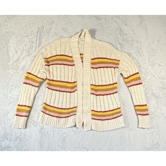 Madewell Striped Diaz Open Front Cardigan Cotton Blend Women's Sweater Sz M - Picture 5 of 11